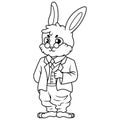 Cool Cute Rabbit wearing a suit and glasses line art Royalty Free Stock Photo