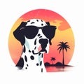 Cool Dalmatian Dog In Sunglasses At Sunset
