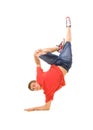 Cool dancer in red T-shirt Royalty Free Stock Photo