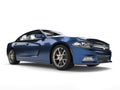 Cool dark metallic blue modern fast car - beauty shot