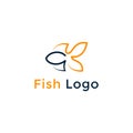 Cool decorative fish logo golden fish line logo