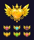 Cool decorative heart with golden wings and crown.