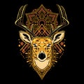 Cool Deer Vector Mandala Geometry Illustration in Black Background