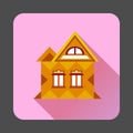 Cool detailed house icon, flat style Royalty Free Stock Photo