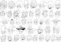 Cool different cartoon black and white characters heads