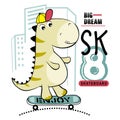 Cool dinosaur playing skateboard funny animal cartoon,vector illustration Royalty Free Stock Photo