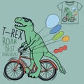 Cool dinosaur rider on bike Royalty Free Stock Photo