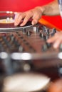 Cool dj spinning the decks Royalty Free Stock Photo