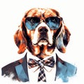 Cool Dog In Hip-hop Style With Tie And Sunglasses