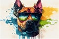 Cool Dog with Sunglasses Illustration - Perfect for Summer Vibes Royalty Free Stock Photo