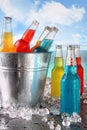 Cool drinks in ice bucket at the beach Royalty Free Stock Photo