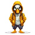 Cool duck wearing hoodie on clean background for Sublimation Printing, T-shirt Design Clipart, DTF DTG Printing, Animal.
