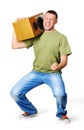 Cool dude with a speaker on the shoulder Royalty Free Stock Photo