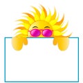 Cool Dude Sun Wearing Sunglasses Holding Sign Royalty Free Stock Photo