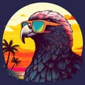 Bold And Colorful Eagle Illustration With Neonpunk Vibes