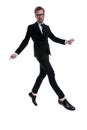 Cool elegant man in black suit opening arms Royalty Free Stock Photo