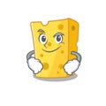 Cool emmental cheese mascot character with Smirking face