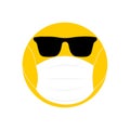 Cool emoji with sunglasses, face mask cool to prevent the spread of virus