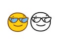 Cool emoticon with glasses in doodle style