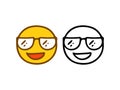 Cool emoticon with glasses in doodle style