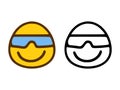 Cool emoticon with glasses in doodle style