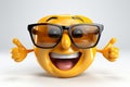 Cool emoticon wearing shades in 3D on white
