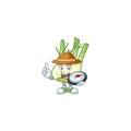 Cool Explorer fennel cartoon character with a compass