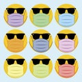 Cool face mask wearing emoji mask changing colour