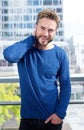 Cool fashion guy with beard smiling Royalty Free Stock Photo