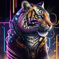 Neon fashion tiger. Generative AI Not based on any actual scene