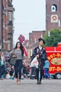 Cool fashionable girls on the Dam Square, Amsterdam, Netherlands