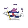 Cool flag el salvador Scroll mascot cartoon style playing Juggling Royalty Free Stock Photo