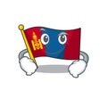 Cool flag mongolia Scroll mascot character with Smirking face