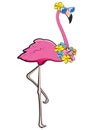 Cool flamingo with sunglasses and flower garland Royalty Free Stock Photo