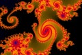 Cool Fractals Swirls Spirals vintage colors, orange chaines in dark background Royalty Free Stock Photo