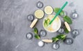 Cool fresh mojito on grey background Royalty Free Stock Photo