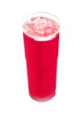 Cool Frozen Red Fruit Slush Drink in Plastic Cup
