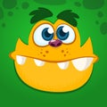 Cool and funny cartoon monster face. Vector illustration of green monster Royalty Free Stock Photo