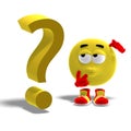Cool and funny emoticon has a question mark