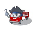 Cool and funny fire truck cartoon style wearing hat