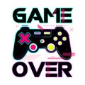 Game over illustration quote tee graphic joypad gamepad style sign slogan badges wall art set home textile print sticker design