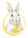 Cool Funny Music Bunny. Dollar sign