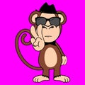 Cool hat monkey character cartoon illustration Royalty Free Stock Photo