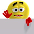 Cool and funny yellow emoticon says look here