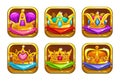 Cool game icons with golden rare crowns