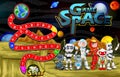 Cool Game Space Snake Ladder With Robots on Other Planet Surface Cartoon Vector Illustration