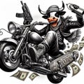 cool gangster bull flip ride skateboard anthropomorphic funny character poser sticker street culture