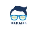 Cool geek guy nerd logo design