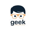 cool geek guy nerd logo design