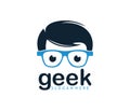 cool geek guy nerd logo design